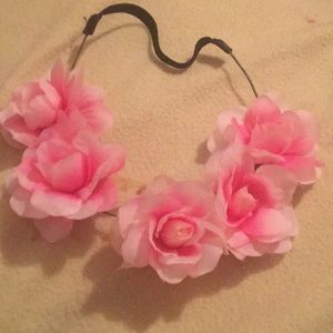 White and pink flowers headband